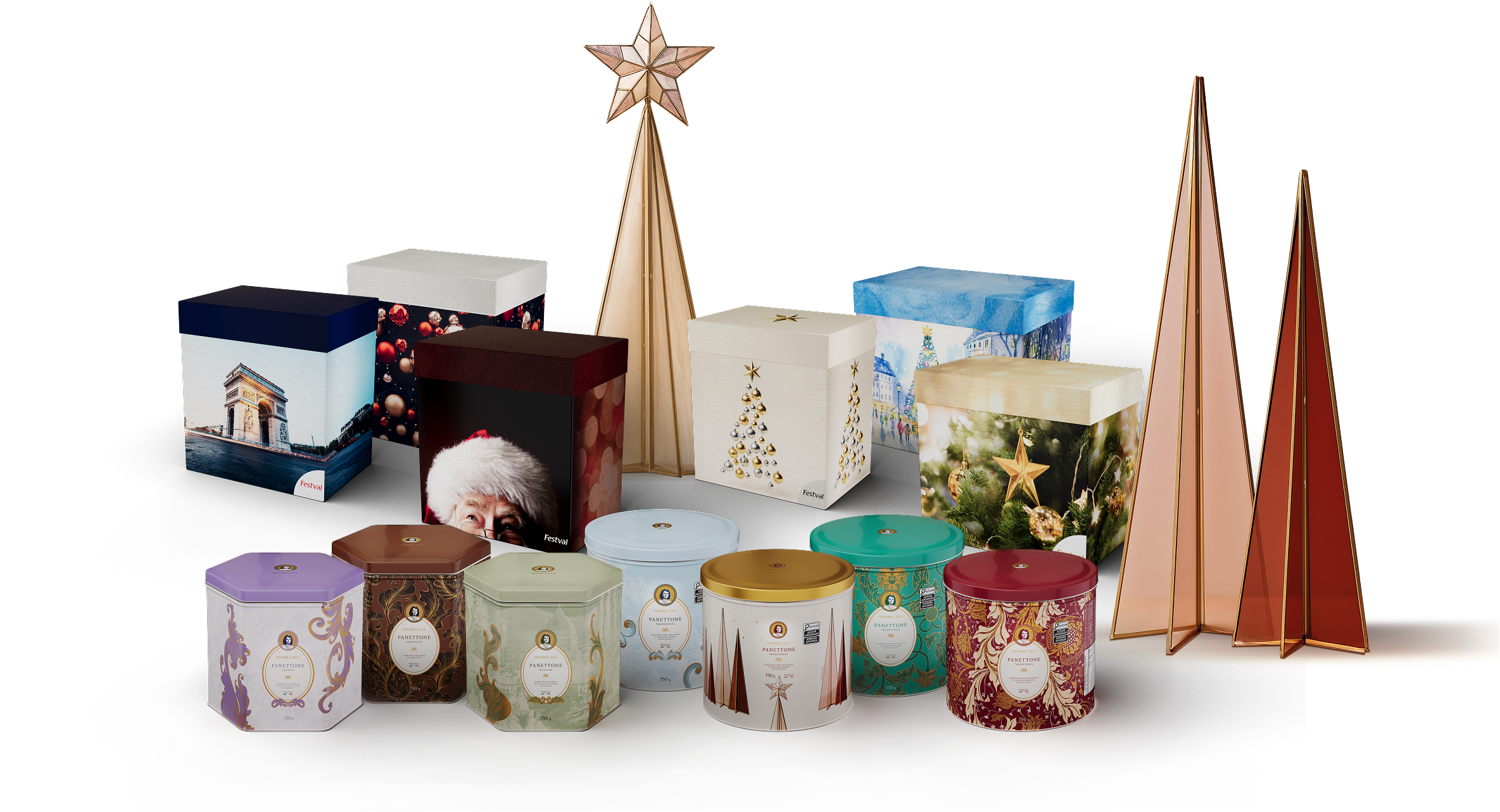 Cestas e Panetones de Natal 2025 - Festval - Coleção completa de presentes corporativos